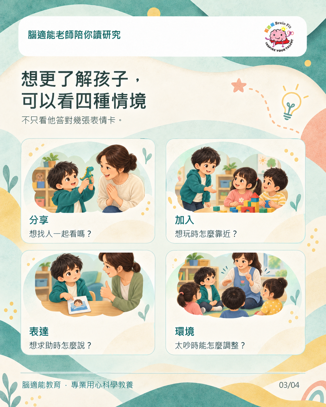 社交互動與情緒辨識：腦適能家長圖卡 3